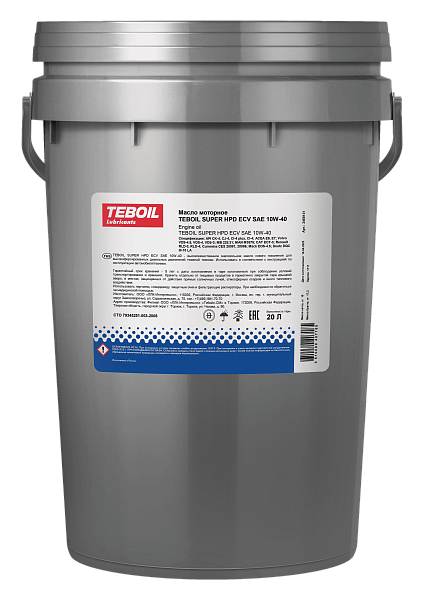 Малозольное моторное масло TEBOIL SUPER HPD ECV 10W-40